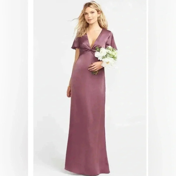 Show Me Your Mumu m Rome Twist Gown purple dusty plum luxe satin small NWT. EE - Picture 1 of 9